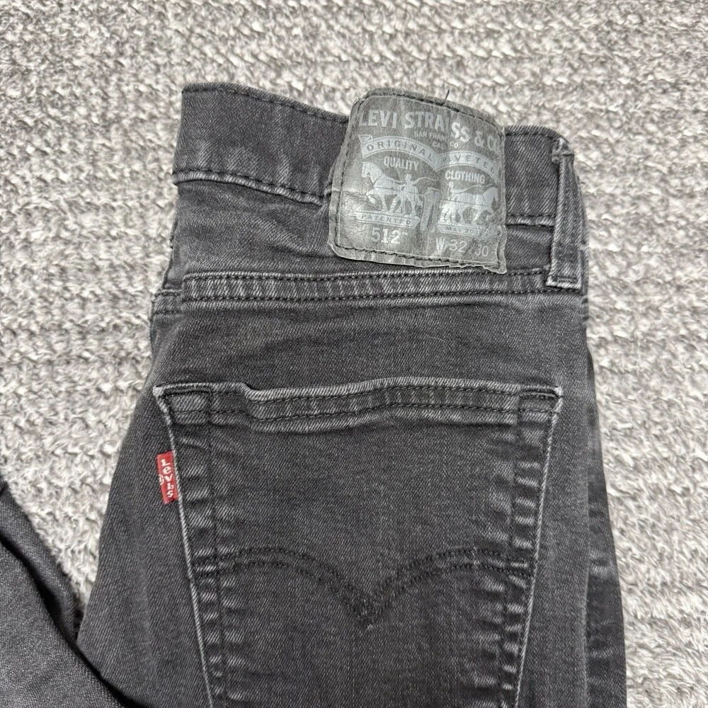 Levis 512 Jeans Men's Black Slim Fit Tapered Leg Denim Size‎ 32x30 Distressed